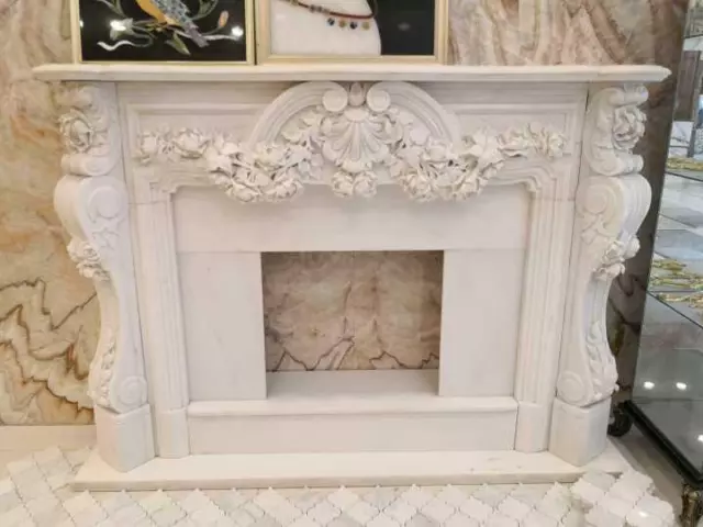 Beautiful Carved French Style Floral Fireplace Mantel - Bffp7