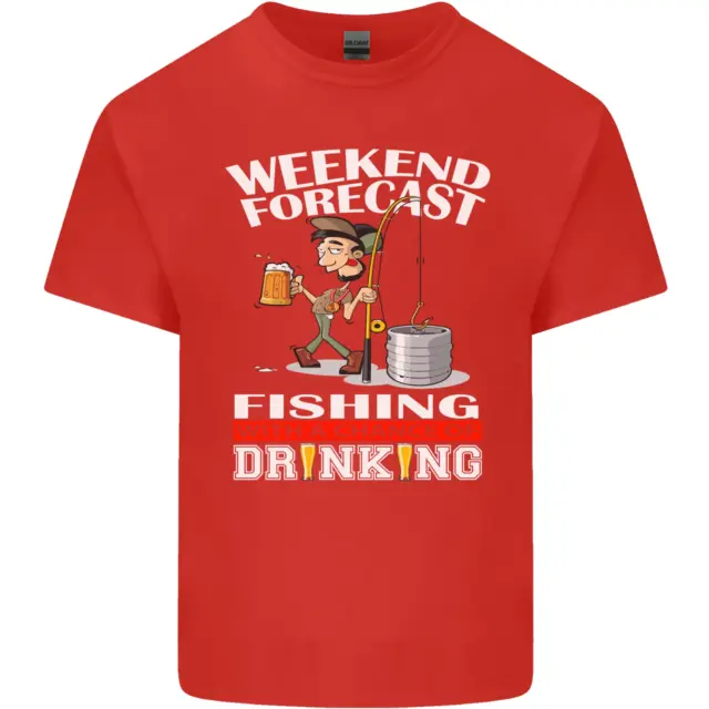 T-shirt da uomo in cotone cotone Fishing Weekend Forecast divertente 4