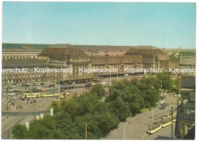 Postkarte - AK Leipzig, Messestadt, Hauptbahnhof, ungelaufen
