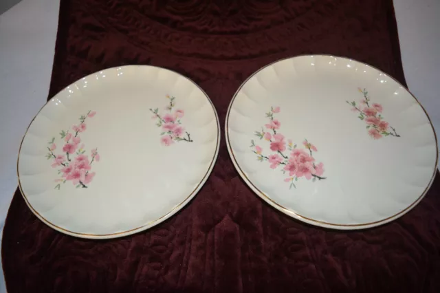 WS George Bolero Peach Blossom Set of 2 Dessert Plates Gold Trim Antique Gold