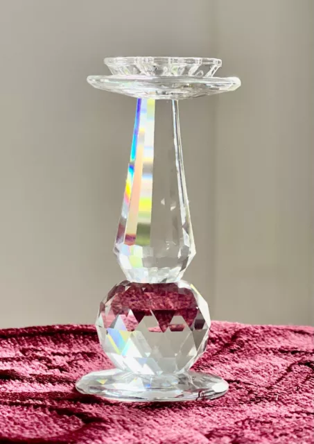 Swarovski Crystal Pedestal CANDLE HOLDER - Square emblem 1970's - Small Issue!!