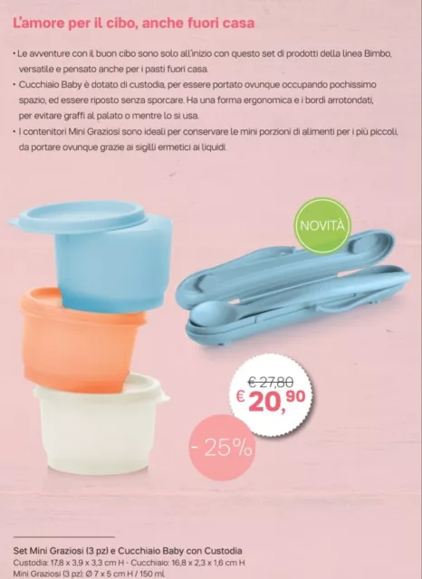 Tupperware Set Mini Graziosi (3 pz) e Cucchiaio Baby con Custodia