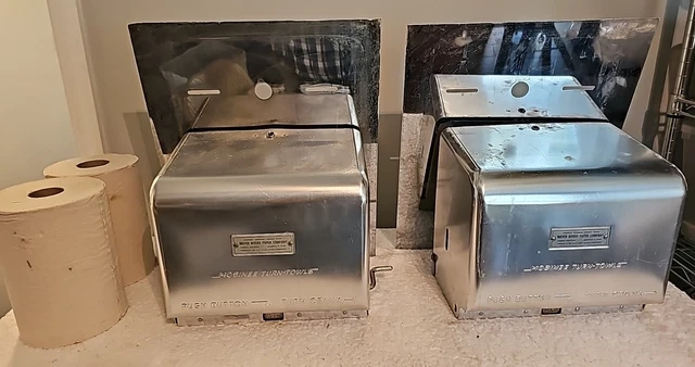 Set 2 Mosinee Industrial Paper Towel Dispenser Turn-Towel w Towels & Back Plates