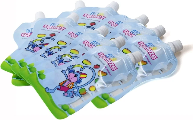 Bolsas de comida para bebés Fill n Squeeze - bolsas reutilizables para bebés destetes para niños pequeños hechas en el Reino Unido