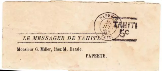 Tahiti POSTAL WRAPPER-HG:E1,TAHITI 5c-LE MESSAGER DE TAHITI.-PAPEETE TA/TI-