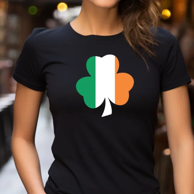 Ladies Shamrock Flag T Shirt Funny Ireland St Patricks Day Irish Wife Gift Top