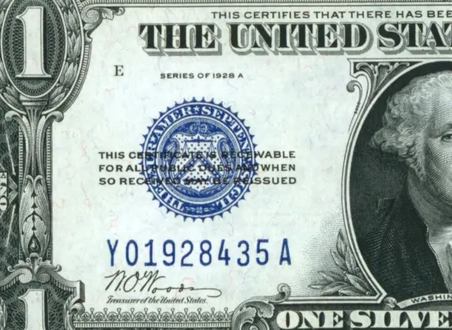 $1 1928 A (CHOICE CU) ((FUNNYBACK)) Silver Certificate ((1st of 2 consecutive))