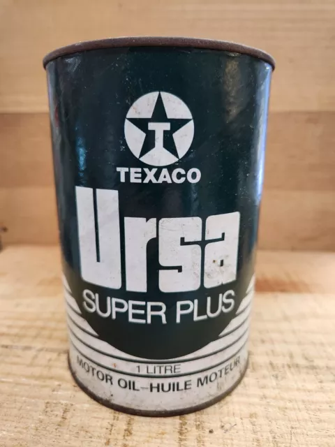 Texaco Canada Ursa Super Plus Motor Oil Full Cardboard Can 1 Litre