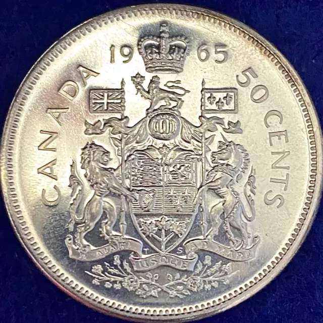 1965 Canada Silver Half Dollar Nice Prooflike Ch BU++