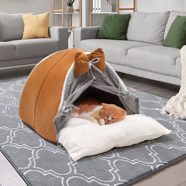 Large Pet Teepee Bed Cat/Kitten/Dog/Puppy Tent Tipi House with Cushion Mat Cave