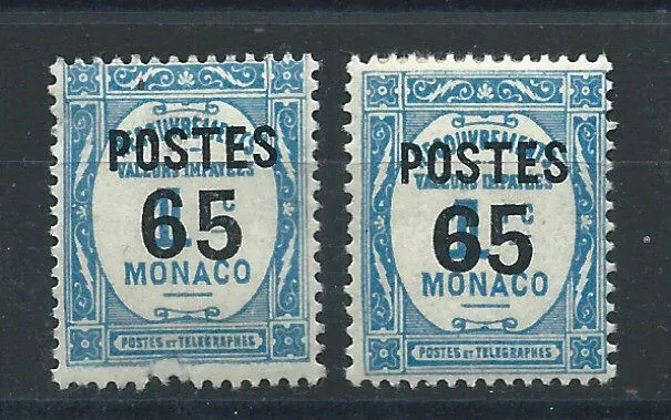 Monaco N°148a* (MH)1937 Timbre Taxe surchargés "Gros chiffre 6 timbre de droite"