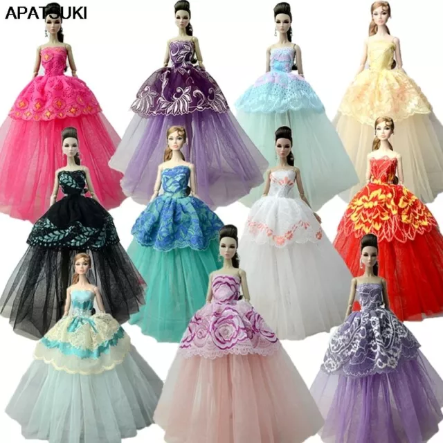 10pcs/lot Doll Clothes For Barbie Dolls Outfits Evening Dress Clothes For Barbie