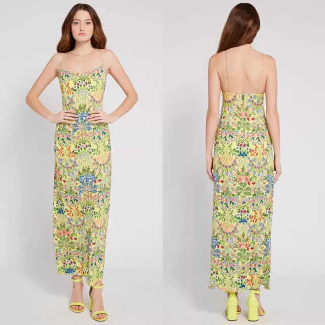 ALICE+OLIVIA Harmony Floral Print Draped Slip Maxi Dress Sz 0