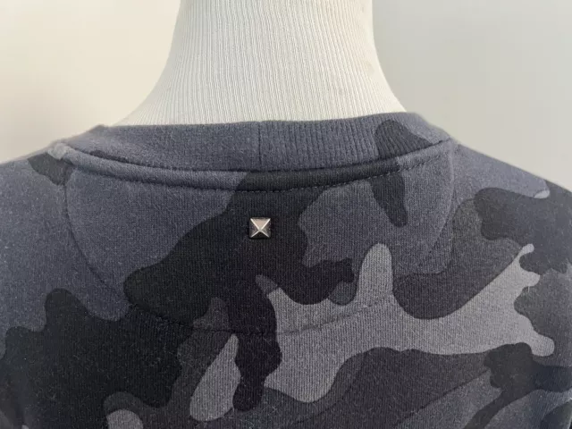 Auth. VALENTINO Rockstud S M Sweatshirt Camouflage Black Gray Top Crewneck $2200 2