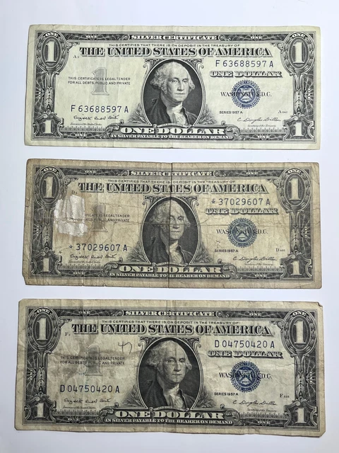 1957 A United States $1 Silver Certificate ** Lot of 3 **