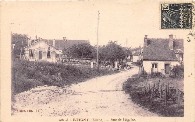 Cpa 89 Etigny Rue De L'eglise
