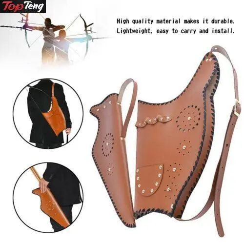 Traditional Recurve Bow Bag Case Arrow Quiver Leather Archery Longbow Hunting