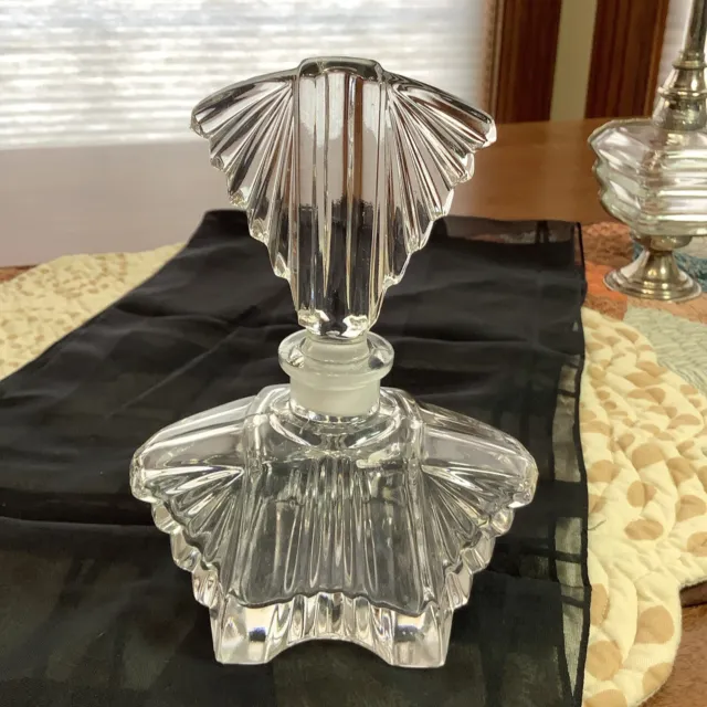 1930s Art Deco Heavy Lead Crystal Table Perfume Bottle