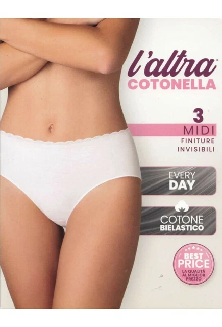 6 Pezzi Slip Donna Cotonella 8125S Midi In Cotone Bielastico - Neus Store - Foto 3