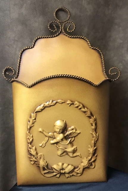 Southern Living Metal Door Bucket At Home Glorious Pocket Cherub Wall  NWOB