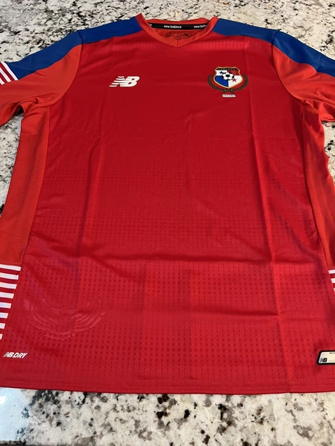 Mens Size L Red New Balance Panama Home Short Sleeve Soccer Jersey MT630173 NWT