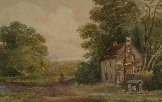 Mid 19th Century Watercolour - Riding by the Cottage 2