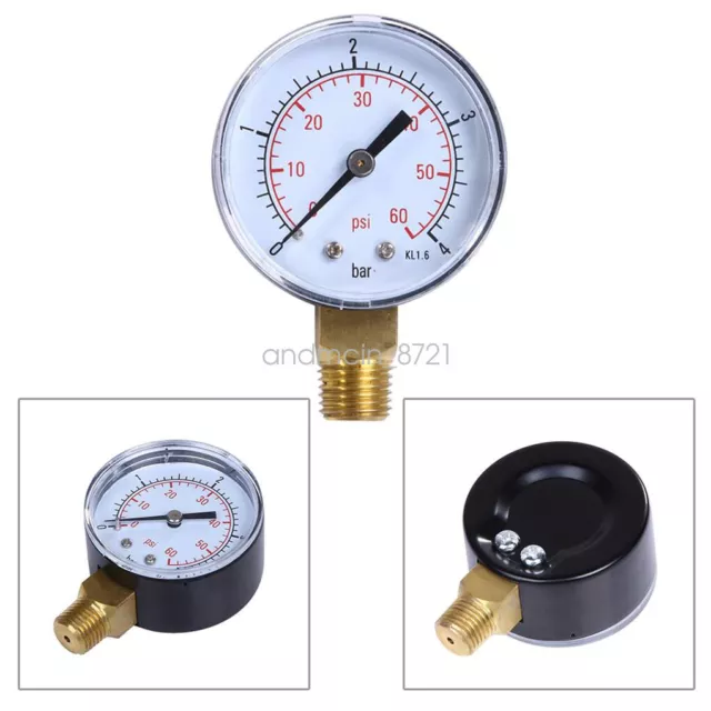 Oil Water Pressure Gauge NPT 0~15,30,60,200PSI Air Compressor Pressure Tester 3