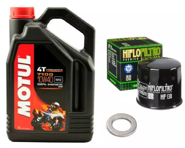 Kit Vidange Huile Moteur Motul 7100 10W40 Filtre Huile Joint Suzuki Bandit Hf138