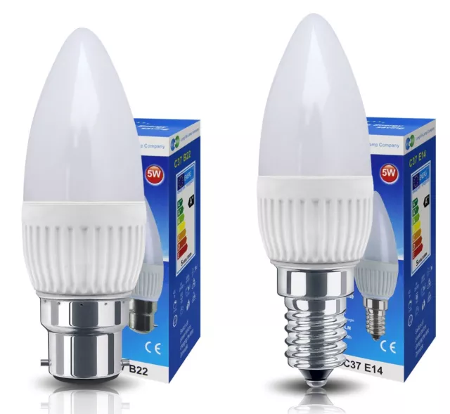 5W LED High Power Candle Light Bulb B22 or E14 Warm White Chandelier Lamp
