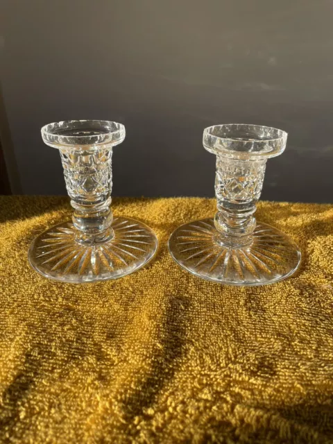 Vintage Matching  Pair Of Cut Crystal Glass Candle  Sticks By Webb Corbett .