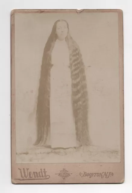 1890s Wendt Circus Side Show Freak Cabinet Card Long Haired Girl Helen Mathews