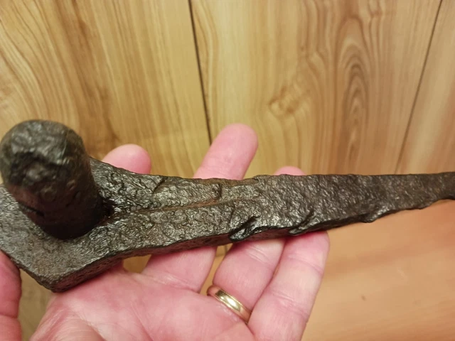 2 Antique Handforged Iron Barn Door Hinges N.S. metal detecting find 1790 farm 7