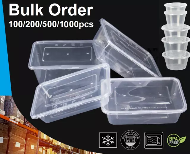 Plastic Food Containers with lids Takeaway Microwave Freezer Safe Storage  Boxes