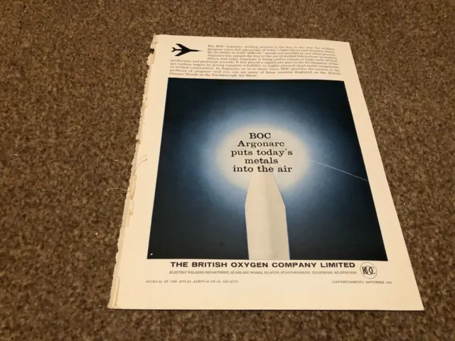(Ac49) Advert 11X8" The British Oxygen Company Ltd - Argonic Welding Process