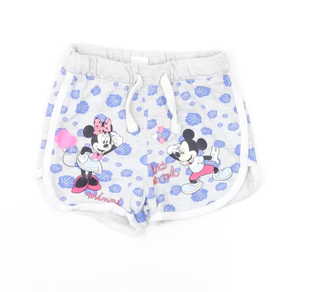 Disney Baby Girls Grey Geometric Cotton Cropped Trousers Size 9-12 Months - Minn