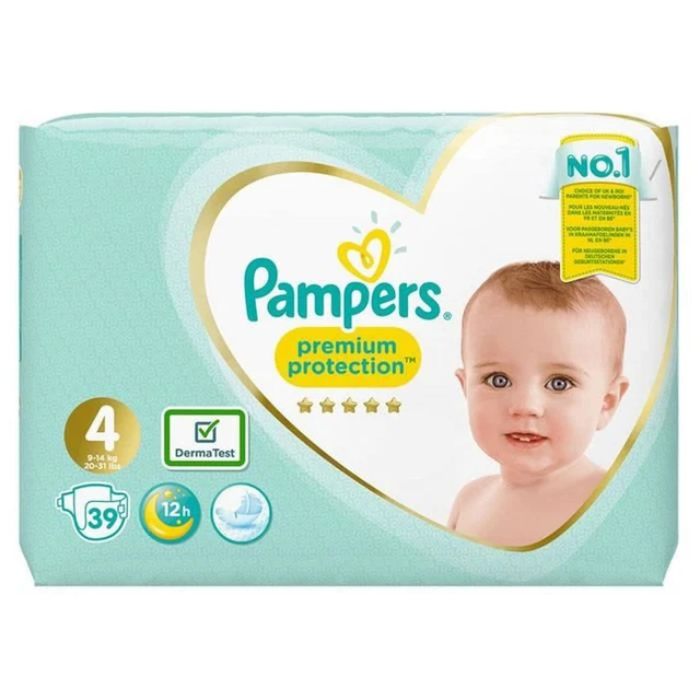 LOT DE 2 - PAMPERS - Premium Protection Couches bébé Taille 4 (9-14kg) - paquet