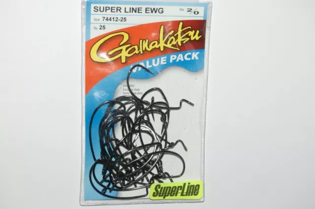 gamakatsu superline 2/0 ewg super line senko hook 74412-25 strong value pack