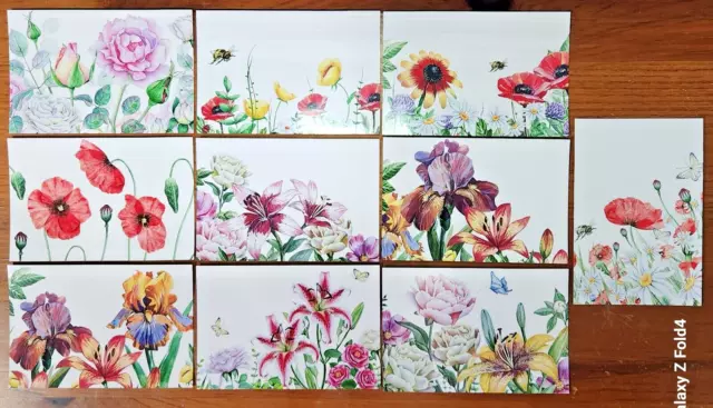 Set 10 Neuf Fleurs & Meadows Postcards pour Postcrossing & Postcardsofkindness