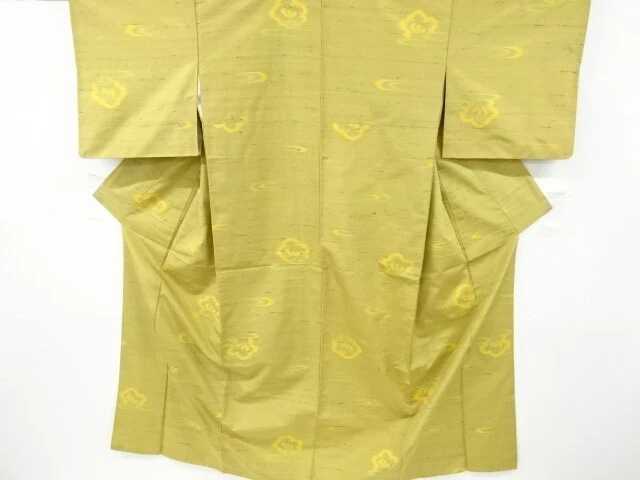 6837084: Japanese Kimono / Antique Kimono / Fushi Tsumugi / Woven Flower