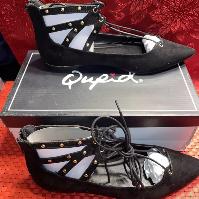 NWB Qupid Women's STRIKE-13 Fashion Lace Up Black Suede Gladiator Sandals Size 7