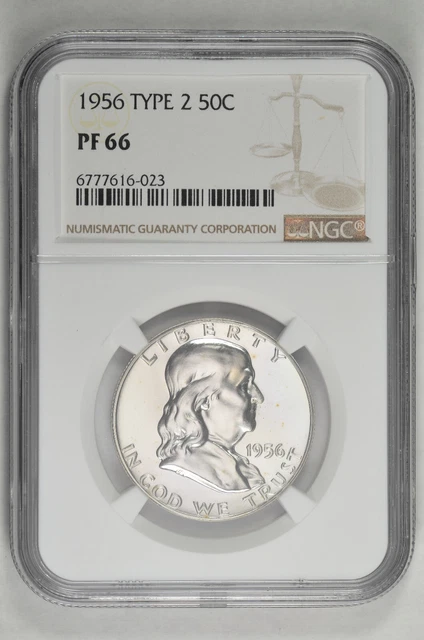 1956 Type 2 50C Silver Proof Franklin Half Dollar NGC PF 66