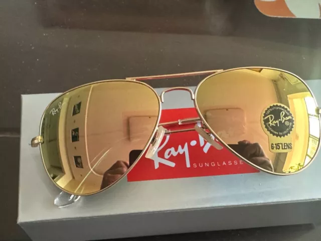Ray-Ban Aviator Metal RB 112/93 Gold Pilot Yellow Mirrored Flash Sunglasses