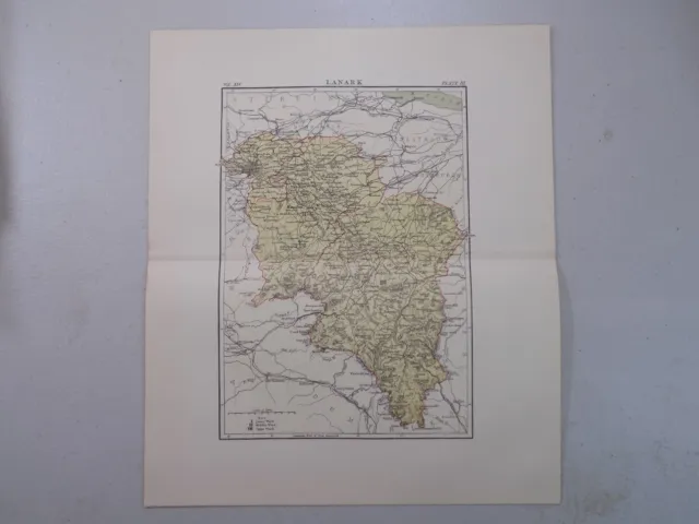 1882 Antique COLOR Map     /  SOUTH LANARKSHIRE, SCOTLAND