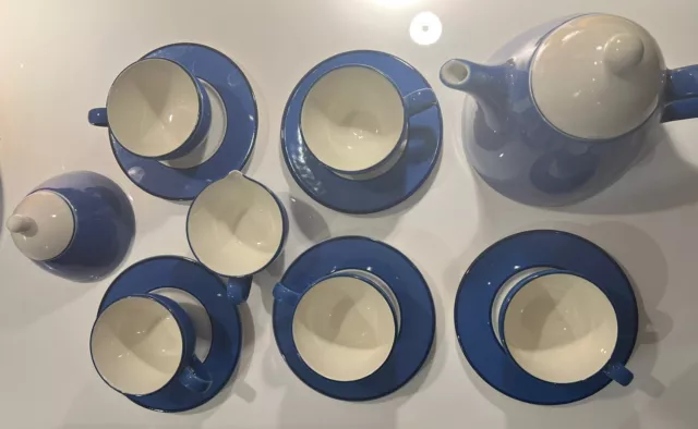 PAGNOSSIN BLUE Coffee Set - Coffee Pot, Cream Jug, Sugar Bowl, 5 X Cup & Saucers