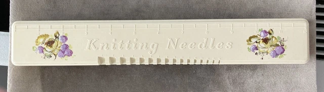 Antique Knitting Needle Box, 12" Ruler along top, Gauge on bottom, Needles too