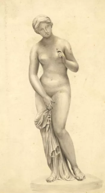 Parian Marble Statue of Venus – Original mid-19th-century watercolour painting