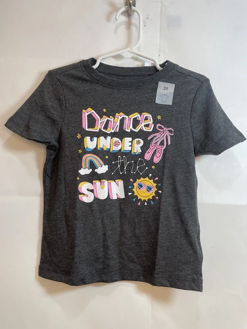 Old Navy’s Girls Size 3T Gray Dance Under The Sun Graphic Short Sleeve T Shirt