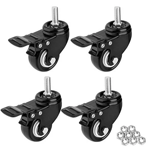 1.5" Threaded Stem Casters with Brake, Heavy Duty Swivel Caster with M8x25