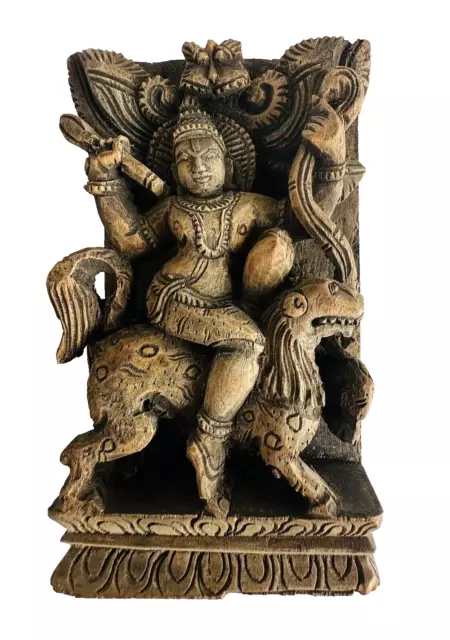 Rare Old Antique Rare Hand Carved of Goddess Venu Wooden Teak Panel