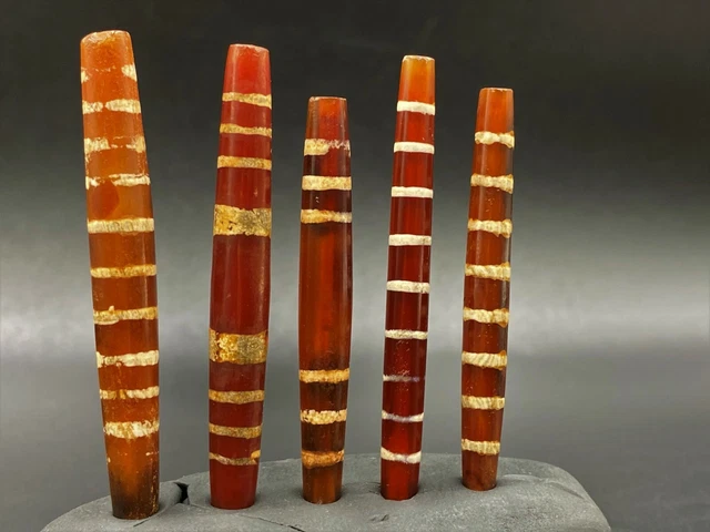 Antique Etch carnelian beads